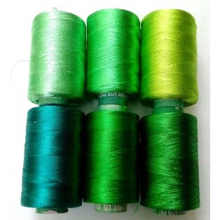 Set Lot of GREEN 150/2 Denier Viscose Rayon Thread Yarn Hand Machine Embroidery